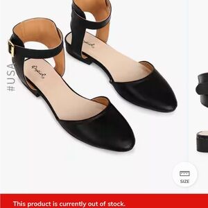 Qupid Black Ankle Strap Flats